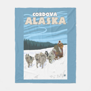 Cobertor De Velo Cena Sledding do cão - Cordova, Alaska