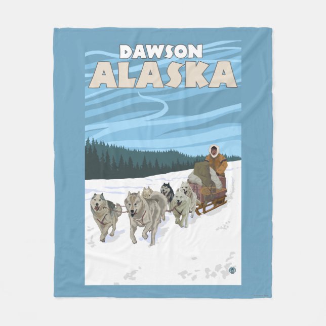 Cobertor De Velo Cena Sledding do cão - Dawson, Alaska (Frente)
