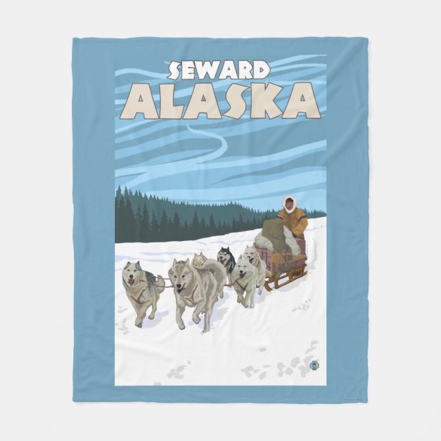 Cobertor De Velo Cena Sledding do cão - Seward, Alaska (Frente)