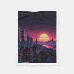 Cobertor De Velo Cenário urbano Cyberpunk Vaporwave – Arte de horiz