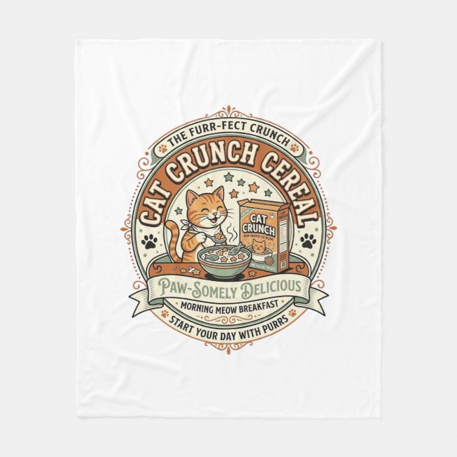 Cobertor De Velo Cereal Cat Crunch Caixa de Cereal de Café da Manhã (Frente)