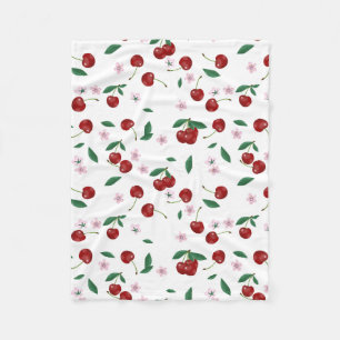 Cobertor De Velo Cerejas Vermelhas Botânicas Verduras e Cerejeiras