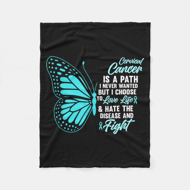 Cobertor De Velo Cervical Cancer Awareness Butterfly Quote Suprt  (Frente)