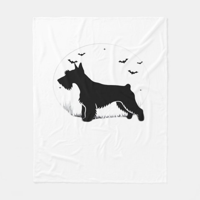 Cobertor De Velo Cesky Terrier Dog - Halloween Moon Silhouette Clas (Frente)