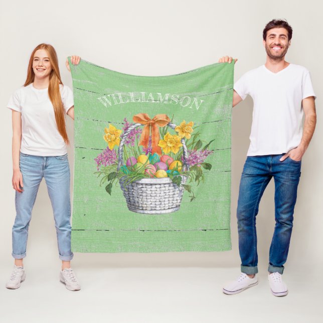 Cobertor De Velo Cesta Floral de Ovos de Páscoa Russos em Verde (In Situ)