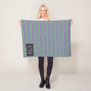 Cobertor De Velo Cevão-Lho Rosa E Verde Monograma