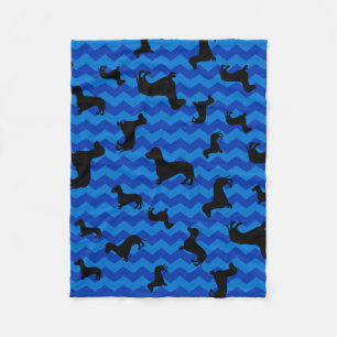 Cobertor De Velo Cevrons azuis-dachshund pretos