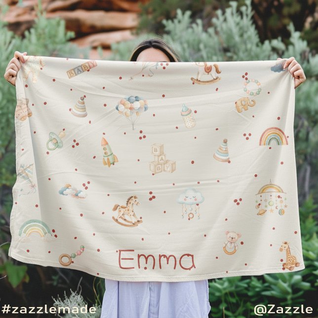 Cobertor De Velo Chá de fraldas Boho Autumn (Boho Autumn Baby Shower Fleece Blanket)