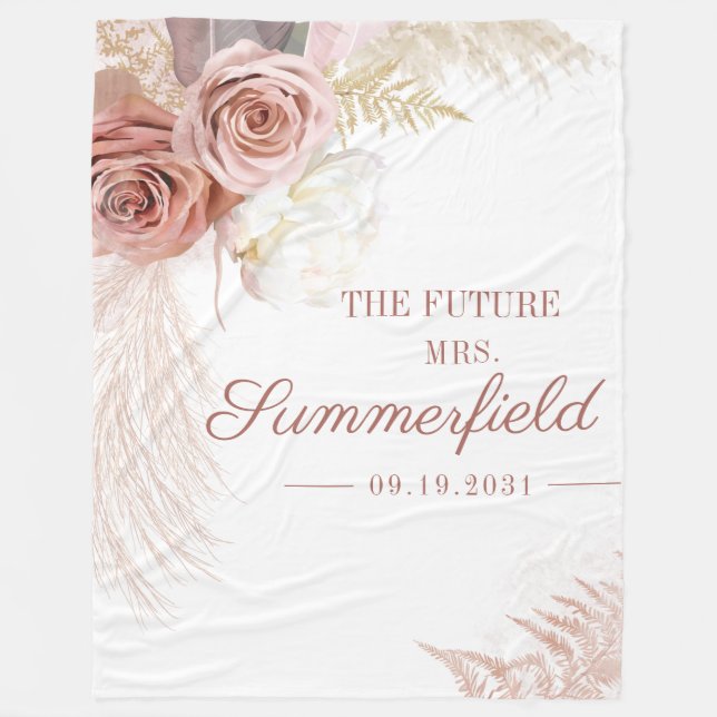 Cobertor De Velo Chá de Noiva Bege Grama das Pampas (Frente)