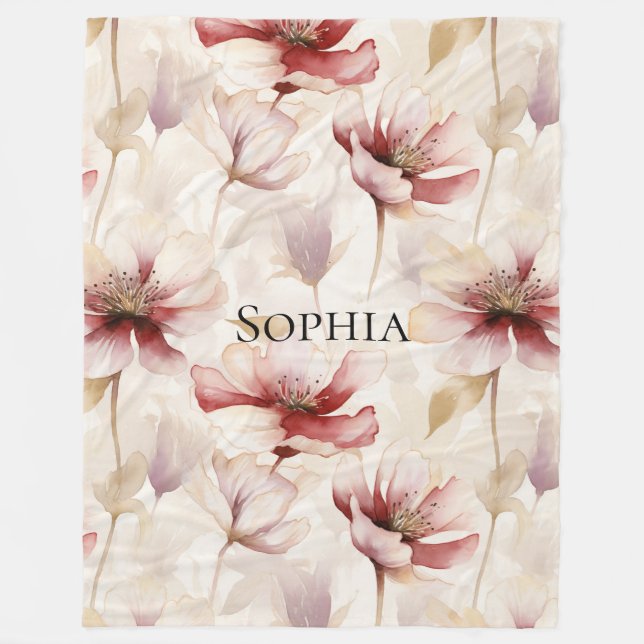 Cobertor De Velo Chá de Noiva Floral Lavanda Creme Borgonha (Frente)