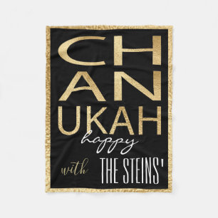 Cobertor De Velo Chanukah Dourada Fleece Blanket