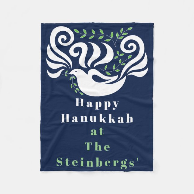 Cobertor De Velo Chanukah Dove Stencil Fleece Blanket (Frente)
