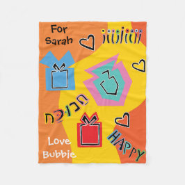Cobertor De Velo Chanukah Happy Fleece Blanket