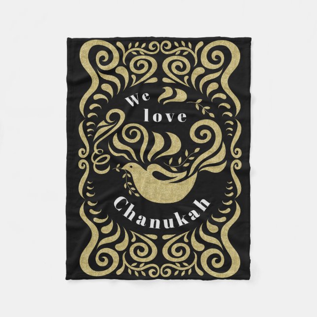Cobertor De Velo Chanukah Stencil Fleece Blanket (Frente)