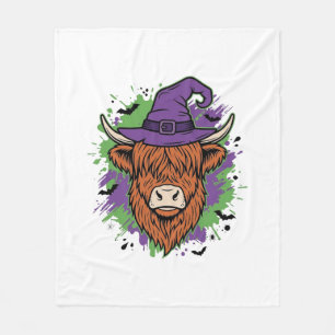 Cobertor De Velo Chapéu de Bruxa Cow Highland Halloween Vetor Vinta