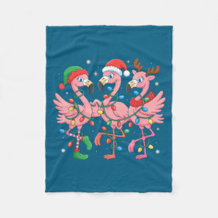 Cobertor De Velo Chapéu Feliz Natal Santa Flamingo Luz Natal