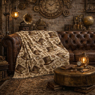 Cobertor De Velo Chapéu Steampunk Vitoriano e Padrão de Relógio