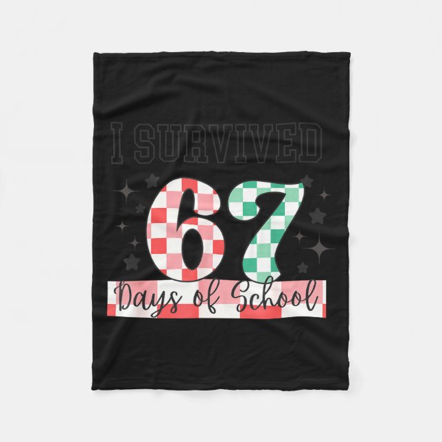 Cobertor De Velo Checkered I Survived 67 Days Of School Meme Teache (Frente)