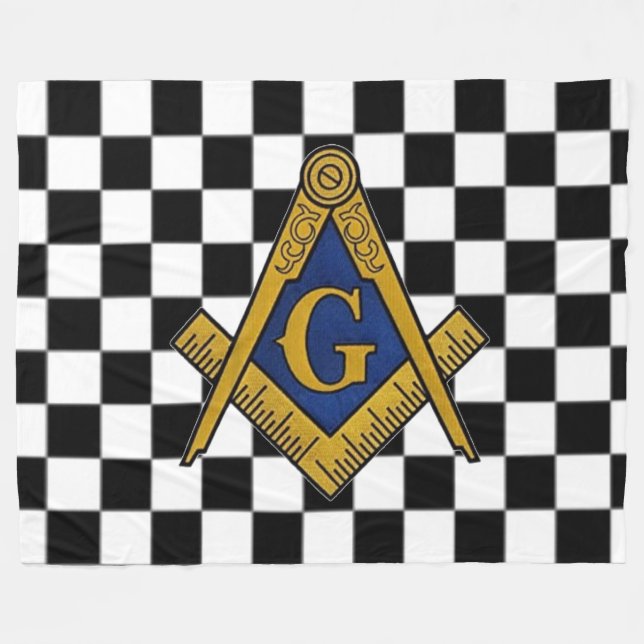 Cobertor De Velo Checkers Masonic Freemasons Square e Compass (Frente (Horizontal))