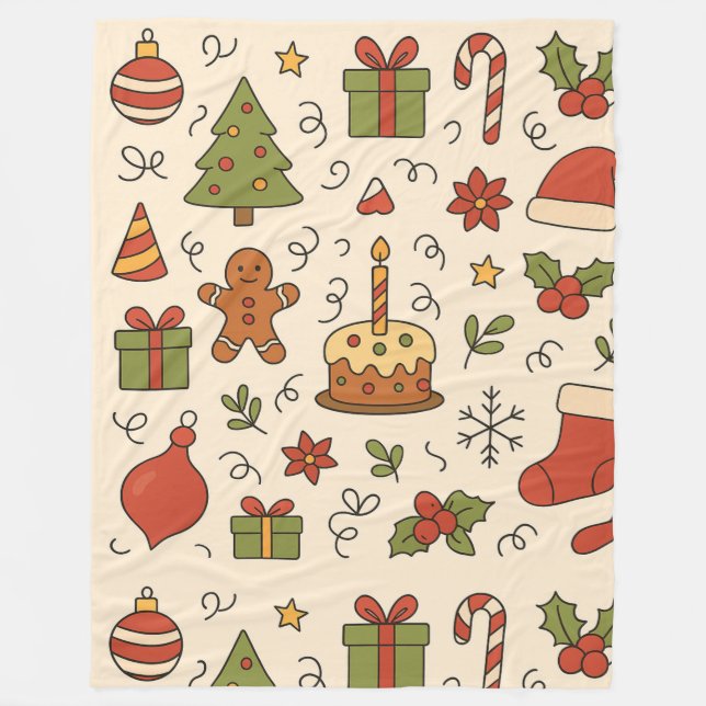 Cobertor De Velo Cheerful Christmas Doodle Pattern (Frente)