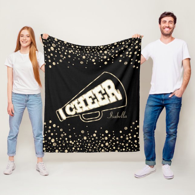 Cobertor De Velo Cheerleader 📣 💖 - Pontos Dourados e Preto (In Situ)