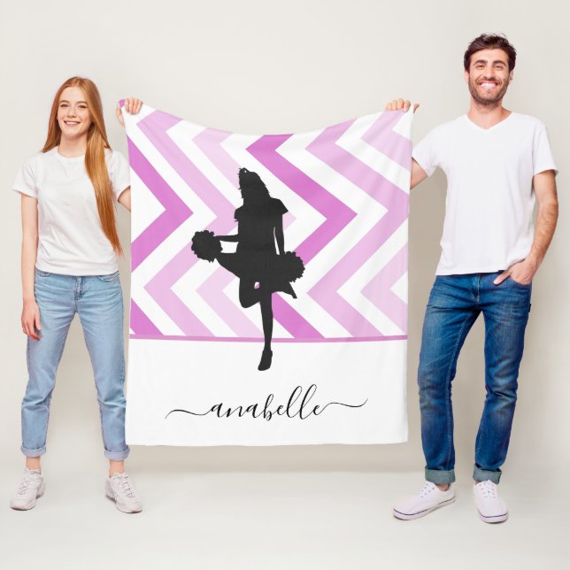 Cobertor De Velo Cheerleader Rosa Silhouette Cheer Nome do treinado (In Situ)