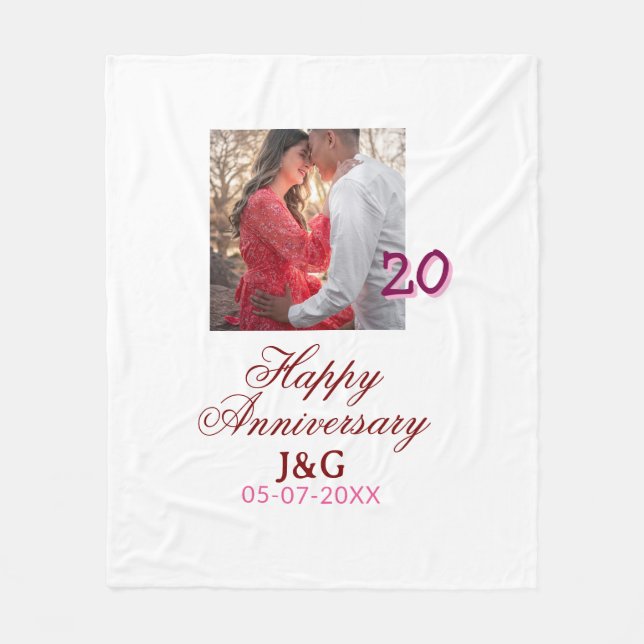 Cobertor De Velo Cheers to 20 Years happy anniversary add photo dat (Frente)