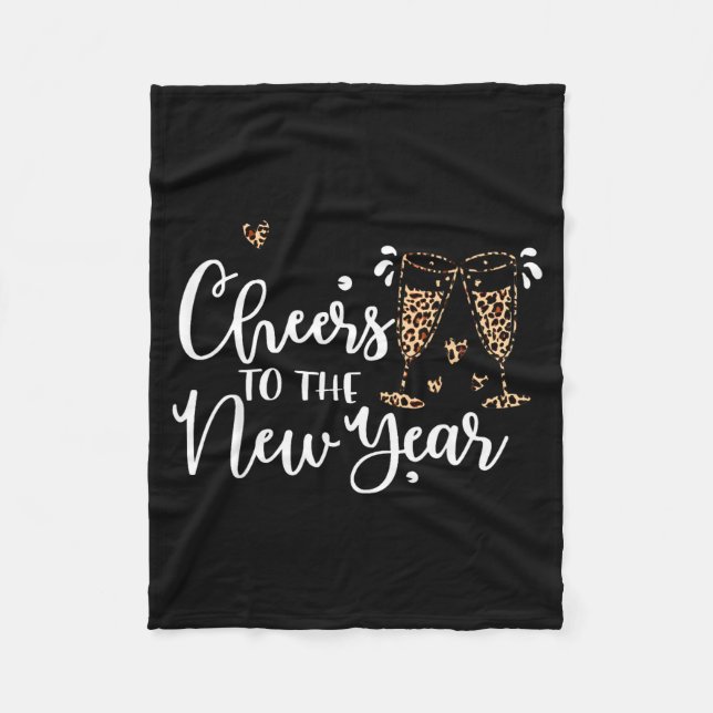 Cobertor De Velo Cheers To The New Year 2026 Leopard Champagne Happ (Frente)