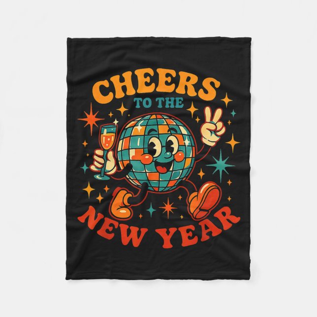 Cobertor De Velo Cheers To The New Year 2026 Retro Party Gift  (Frente)