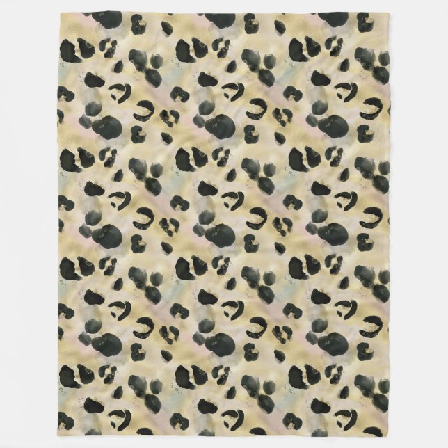 Cobertor De Velo Cheetah Animal Print Black, Dourado (Frente)