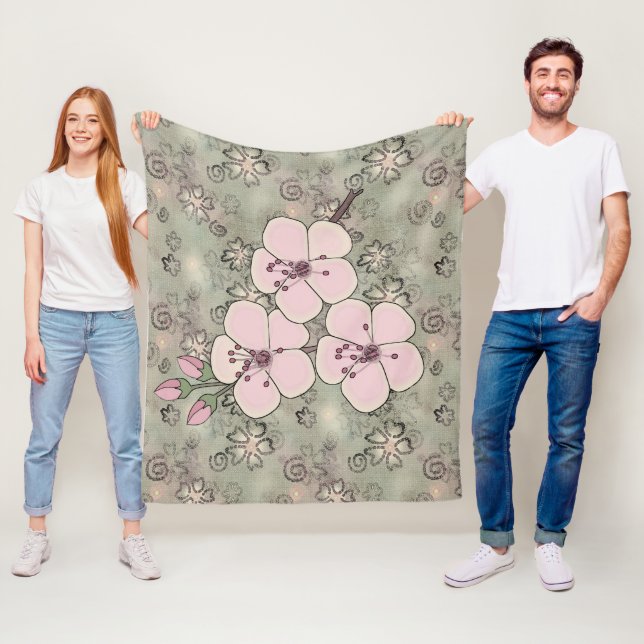 Cobertor De Velo Cherry Blossoms Fleece Blanket (In Situ)