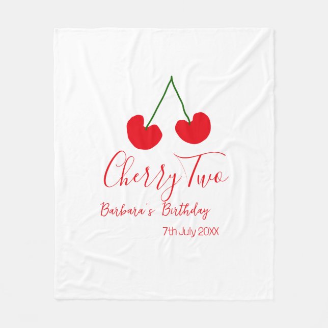 Cobertor De Velo Cherry two 2nd birthday red cherry kids simple  (Frente)