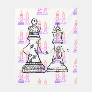 Cobertor De Velo Chess Art Queen King Segurando Mãos