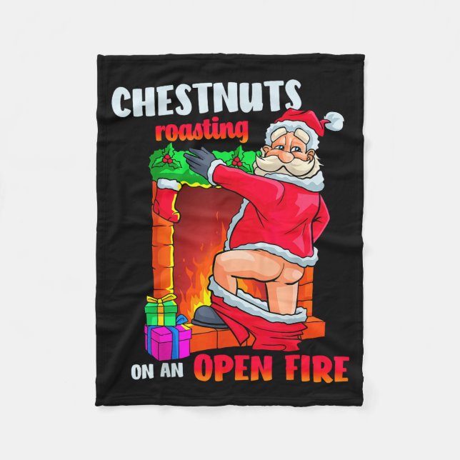 Cobertor De Velo Chest Nuts Roasting Funny Naughty Santa Dirty Food (Frente)