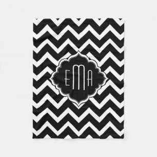 Cobertor De Velo Chevron Geométrico Zigzag Preto e Branco Monograma