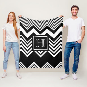 Cobertor De Velo Chevron preto e branco