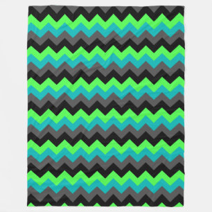 Cobertor De Velo Chevrons Verdes Negros Grande Folha