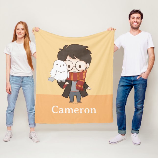 Cobertor De Velo Chibi HARRY POTTER™ & Hedwig (In Situ)