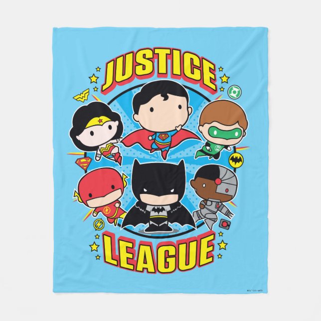 Cobertor De Velo Chibi Justice League Group (Frente)