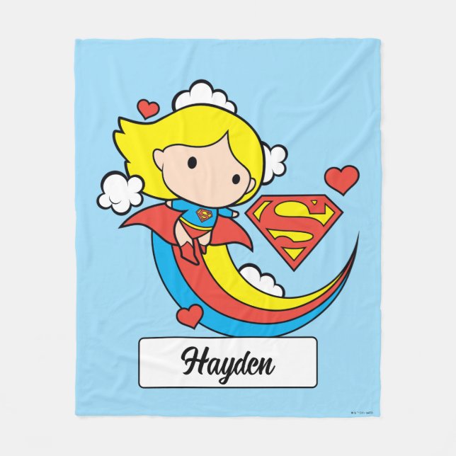 Cobertor De Velo Chibi Supergirl Flying Rainbow (Frente)