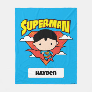 Cobertor De Velo Chibi Superman Bolinhas Shield e Nome