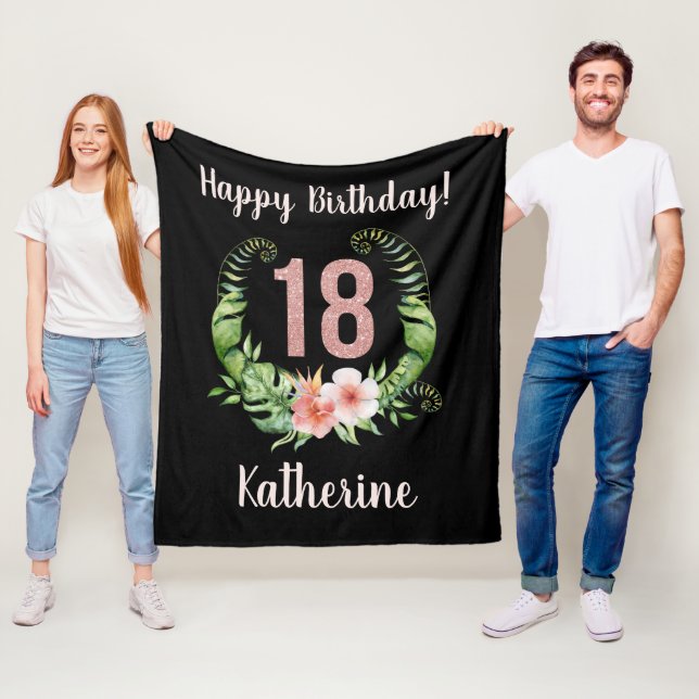 Cobertor De Velo Chic 18º Aniversário - Nome da Lâmpada Rosa (In Situ)