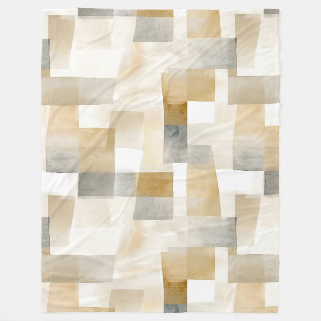 Cobertor De Velo Chic Creme Marrom Abstrato (Frente)