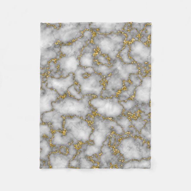 Cobertor De Velo Chic Elegant White e Dourado Marble (Frente)