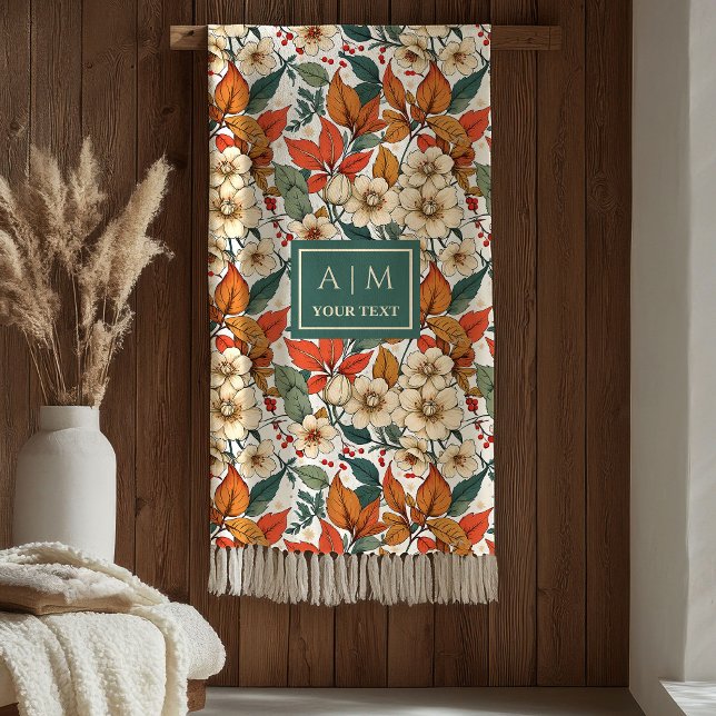 Cobertor De Velo Chic Floral Outono Sage Oliva Terracota Enferrujad (Chic Fall Floral Sage Olive Rusty Terracotta Cozy Blanket)