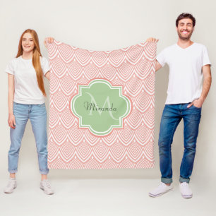 Cobertor De Velo Chic Pink Arch Scallops Suave Verde Monograma Nome