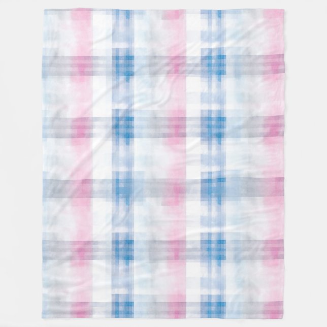 Cobertor De Velo Chic Pink Blue Stripes (Frente)