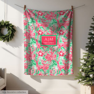 Cobertor De Velo Chic rosa quente verde aquarela festivo elegante