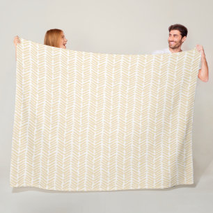 Cobertor De Velo Chic White Vanilla Yellow Abstrato Chevron Art