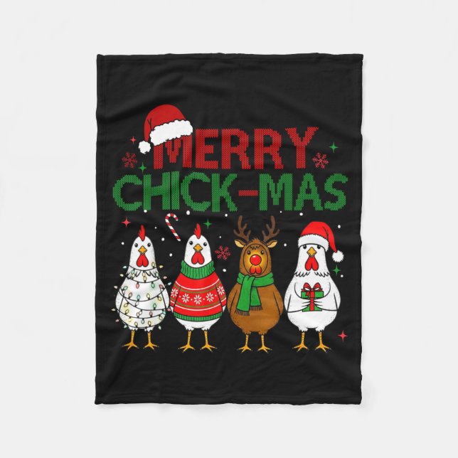 Cobertor De Velo Chicken Christmas Santa Hat Merry Chickmas Xmas Fa (Frente)